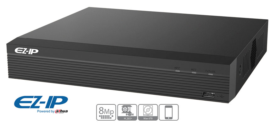 Восьмиканальный IP-видеорегистратор EZ-IP с поддержкой PoE и кодека Smart H.265+