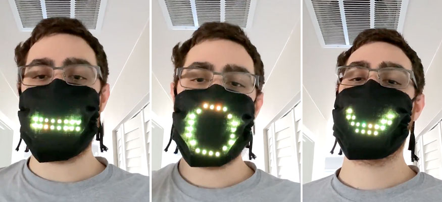 Защитная маска с подсветкой губ «бьёт по вирусу позитивом»