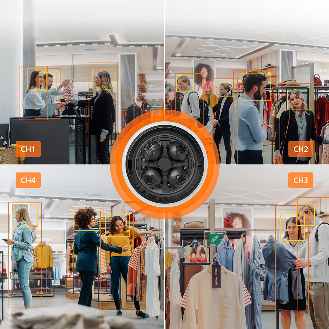 Обзорная мини-камера видеонаблюдения с искусственным интеллектом для магазинов, офисов и ресторанов