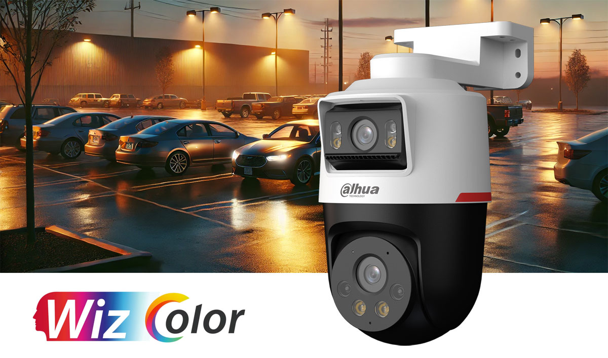 Сетевая поворотная камера Dahua с двумя объективами фиксированного фокусного расстояния, активным сдерживанием и технологией WizColor